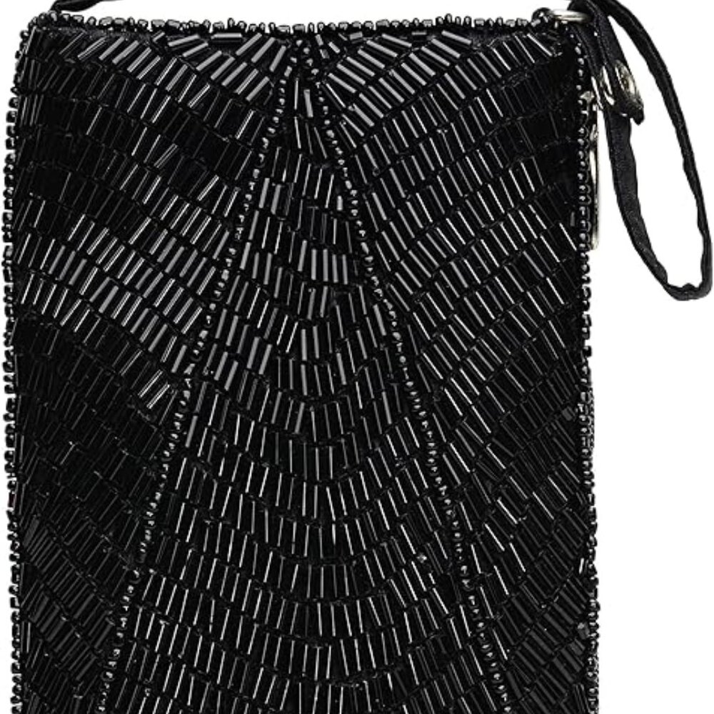 Bamboo Trading Black Beaded Fabric Mini-Crossbody Bag/Clutch Handcrafted - Picture 11 of 11